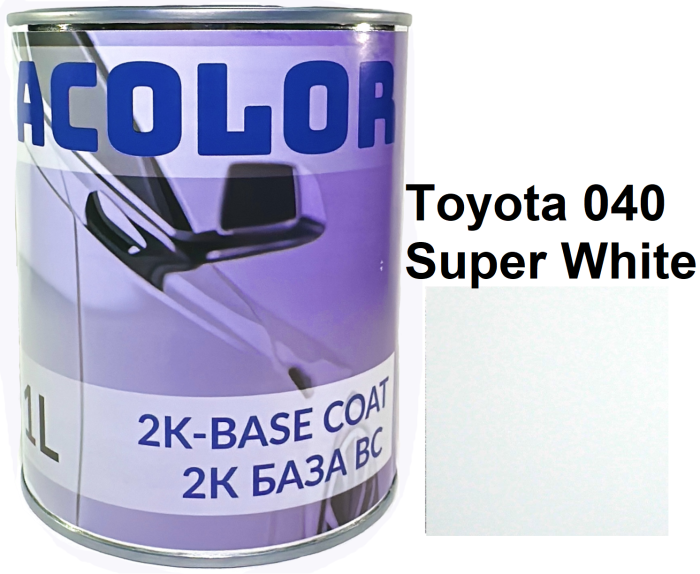 Базовая автоэмаль (металлик) "Toyota 040 Super White ACOLOR" 1л