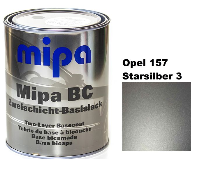 Базовая автоэмаль "Opel 157 Starsilber 3, Mipa" 1л (металлик) [Мипа Опель 157 Старсильбер]