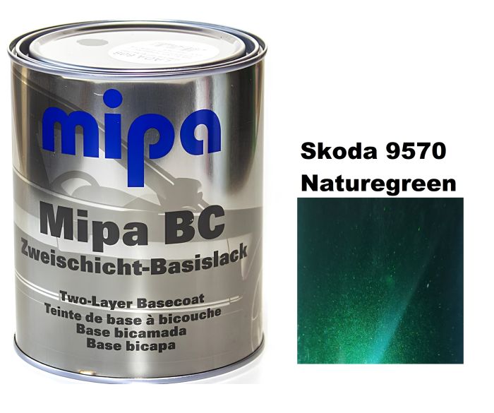 Базова автоемаль (металік) "Mipa Skoda 9570 Naturegreen" 1л [Міпа Шкода 9570 Натургрін]