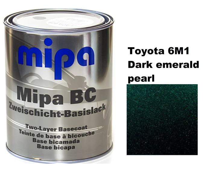 Базовая автоэмаль (металлик) "Mipa Toyota 6M1 Dark emerald pearl" 1л [Мипа Тойота 6M1 Дарк Эмеральд]