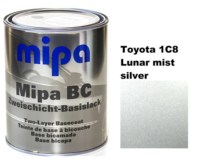 Базовая автоэмаль (металлик) "Mipa Toyota 1C8 Лунар мист сильвер" 1л [Мипа Тойота 1С8 Лунар мист сильвер]