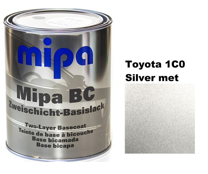 Базовая автоэмаль (металлик) "Mipa Toyota 1C0 Silver met" 1л [Мипа Тойота Сильвер мет]