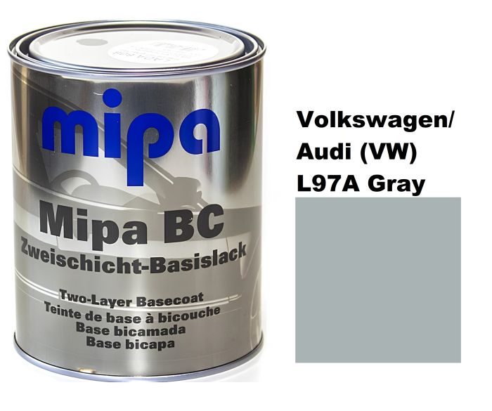 Базовая автоэмаль (металлик) "Mipa Volkswagen/Audi (VW) L97A Gray" 1л [Мипа Фольксваген/Ауди (ВВ) L97A Грей]