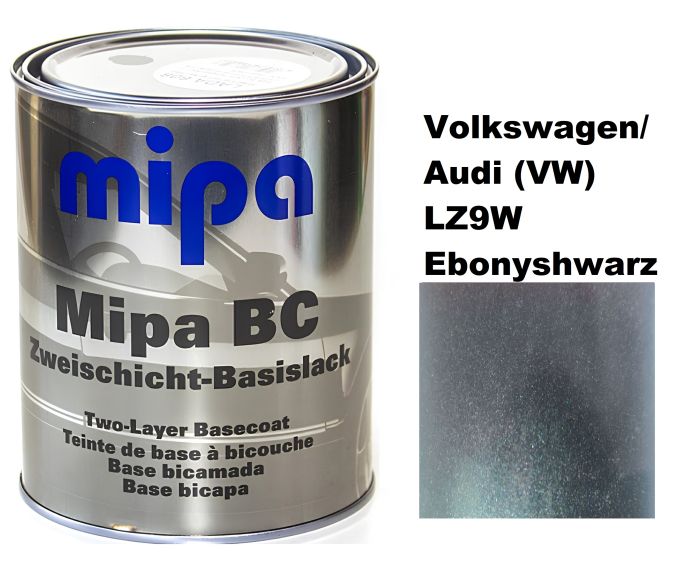 Базова автоемаль (металік) "Mipa Volkswagen/Audi (VW) LZ9W Ebonyshwarz" 1л [Міпа Фольксваген/Ауді ЛЗ9В Ебонішварц]