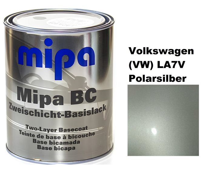 Базовая автоэмаль (металлик) "Mipa Volkswagen (VW) LA7V Polarsilber" 1л [Мипа Фольксваген ЛА7В Полярсильвер]