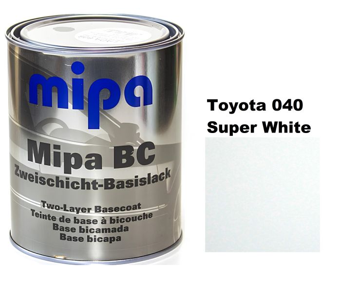 Базовая автоэмаль (металлик) "Mipa Toyota 040 Super White" 1л [Мипа Тойота 040 Супер Вайт]