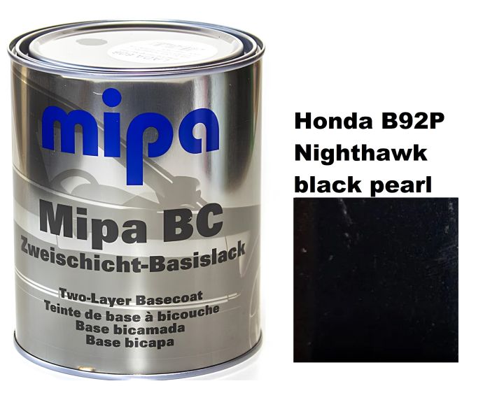 Базовая автоэмаль "Mipa B92P Honda Nighthawk black pearl" 1л (металлик) [Мипа Хонда B92P Найтхок блэк перл]