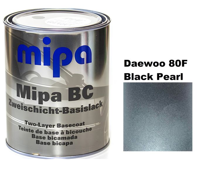 Базовая автоэмаль "Mipa 80F Daewoo Black Pearl" 1л (металлик) [Мипа Дэу 80Ф Блэк Перл]