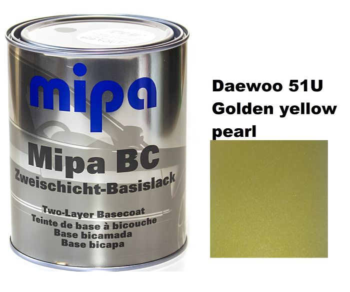 Базова автоемаль (металік) "Mipa Daewoo 51U Golden yellow pearl" 1л [Міпа Део 51У]