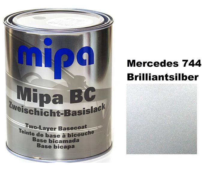Базовая автоэмаль (металлик) "Mipa Mercedes 744 бриллиантсильбер" 1л [Мипа Мерседес 744 бриллиантсильбер]