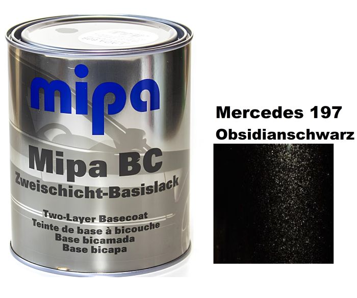 Базовая автоэмаль (металлик) "Mipa Mercedes 197 Обсидианшварц" 1л [Мипа Мерседес 197 Обсидианшварц]