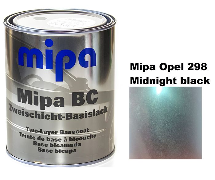 Базовая автоэмаль (металлик) "Mipa Opel 298 Midnight black" 1л [Мипа Опель 298 Миднайт блэк]