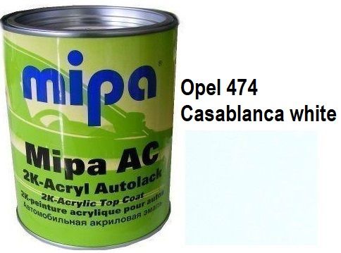 Автоэмаль акриловая "Opel 474 Casablanca white, Mipa" 1л [Мипа Опель 474 Касабланка Вайт]